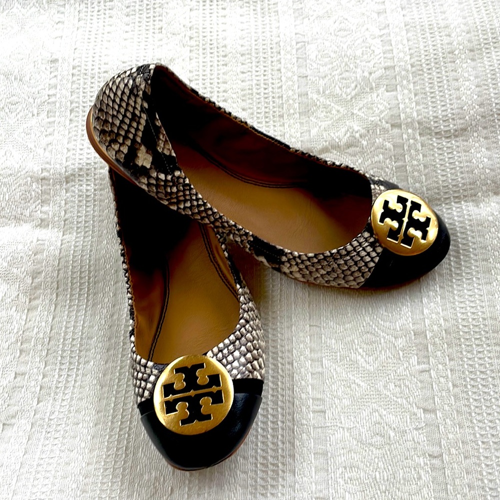 Tory Burch Reva Ballet Flat Snakeskin Leather